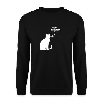 MY THERAPIST: CAT! 😻 CATLOVER CAT LOVE - Unisex Sweatshirt - black - Front - Alina (178cm) & Michal (187cm)
