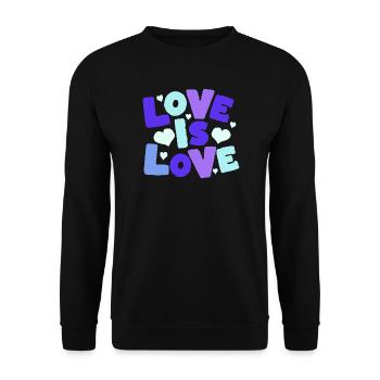 Love is Love Pastel Hearts - Unisex Pullover - Schwarz - Vorne - Alina (178cm) & Michal (187cm)