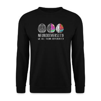 Neurodiversity Autismus Gehirn ADHS Asperger - Unisex Pullover - Schwarz - Vorne - Alina (178cm) & Michal (187cm)