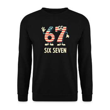 US Flag 67 Memes Six Seven - Unisex Sweatshirt - black - Front - Alina (178cm) & Michal (187cm)