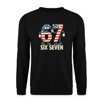 US Flag 67 Memes Six Seven - Unisex Sweatshirt - black - Front - Alina (178cm) & Michal (187cm)