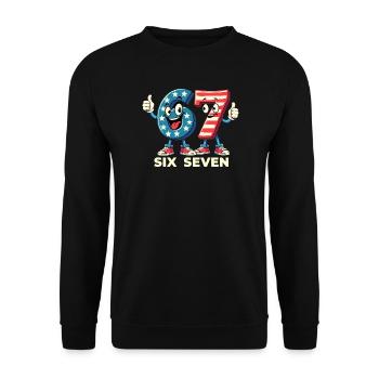 US Flag 67 Memes Six Seven - Unisex Sweatshirt - black - Front - Alina (178cm) & Michal (187cm)