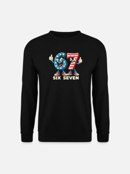 US Flag 67 Memes Six Seven - Unisex Sweatshirt - black