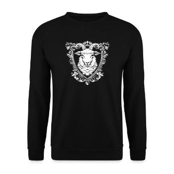 Heraldry Goat Head Shield - Unisex Sweatshirt - black - Front - Alina (178cm) & Michal (187cm)