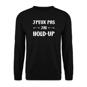 J'peux pas j'ai hold-up - Sweat-shirt Unisexe - noir - Devant - Alina (178cm) & Michal (187cm)