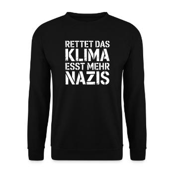 Save the Climate, Eat More Nazis - Against the Right - Unisex Sweatshirt - black - Front - Alina (178cm) & Michal (187cm)