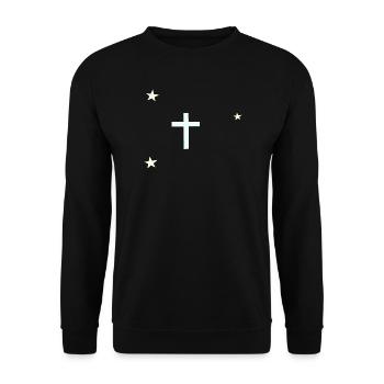 Celestial Cross with Stars - Unisex Sweatshirt - black - Front - Alina (178cm) & Michal (187cm)