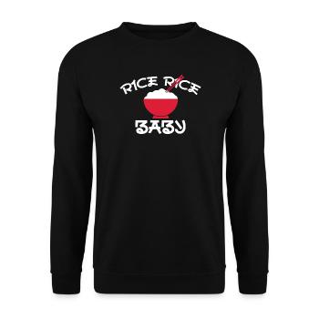 Rice Rice Baby Red Bowl Design - Unisex Pullover - Schwarz - Vorne - Alina (178cm) & Michal (187cm)