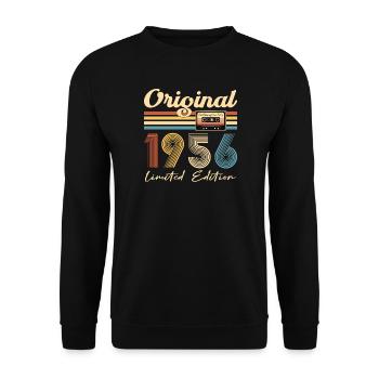 70th Birthday 70th Anniversary Original 1956 - Unisex Sweatshirt - black - Front - Alina (178cm) & Michal (187cm)