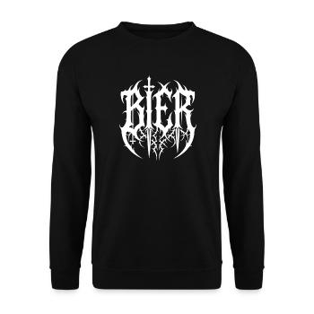 Bier – Black Metal Logo Schriftzug - Unisex Pullover - Schwarz - Vorne - Alina (178cm) & Michal (187cm)