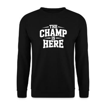 Der Champion ist da - Unisex Pullover - Schwarz - Vorne - Alina (178cm) & Michal (187cm)