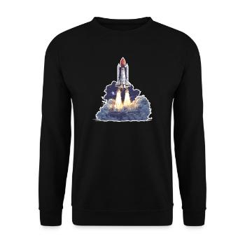 Astronomische Raumraketenstart-Erkundung - Unisex Pullover - Schwarz - Vorne - Alina (178cm) & Michal (187cm)
