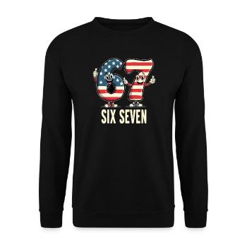 US Flag 67 Memes Six Seven - Unisex Sweatshirt - black - Front - Alina (178cm) & Michal (187cm)