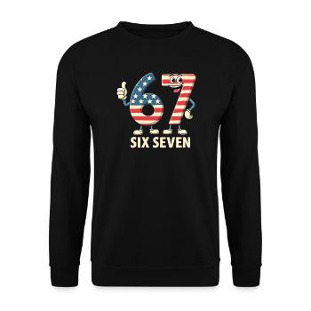 US Flag 67 Memes Six Seven - Unisex Sweatshirt - black - Front - Alina (178cm) & Michal (187cm)