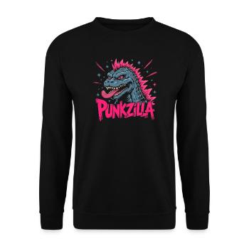 Punkzilla lustige Punkrock-Dinosaurier-Monsterkunst - Unisex Pullover - Schwarz - Vorne - Alina (178cm) & Michal (187cm)