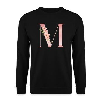 M pastellrosa Blumen - Unisex Pullover - Schwarz - Vorne - Alina (178cm) & Michal (187cm)