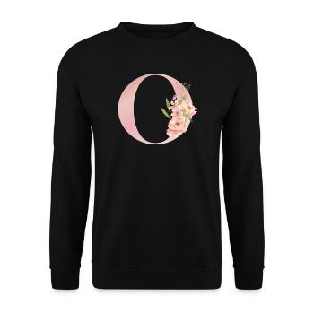 C-Blütenpastellmonogramm - Unisex Pullover - Schwarz - Vorne - Alina (178cm) & Michal (187cm)