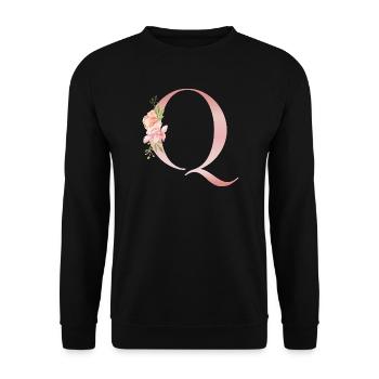 Pastel Q Floral Monogramm - Unisex Pullover - Schwarz - Vorne - Alina (178cm) & Michal (187cm)