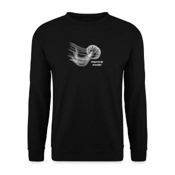 Dangerously Beautiful – Elegante Qualle & Meer - Unisex Pullover - Schwarz - Vorne - Alina (178cm) & Michal (187cm)