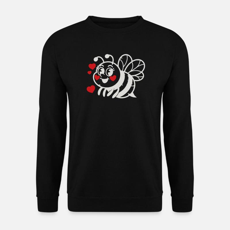 LoveBee Hearts: Niedliche Linienkunst-Biene - Unisex Pullover - Schwarz