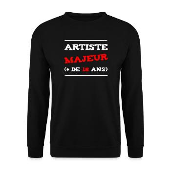 MAJOR ARTIST (+ 18 YEARS OLD)! - Unisex Sweatshirt - black - Front - Alina (178cm) & Michal (187cm)