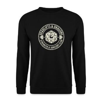 Deadlifts and Dragons Strength and Sorcery Club - Unisex Pullover - Schwarz - Vorne - Alina (178cm) & Michal (187cm)