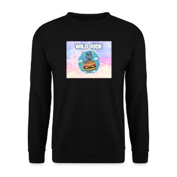 Wild Ride Hippo Burger Patch - Unisex Pullover - Schwarz - Vorne - Alina (178cm) & Michal (187cm)