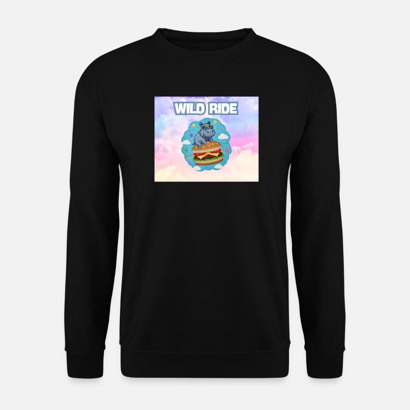 Wild Ride Hippo Burger Patch - Unisex Sweatshirt - black