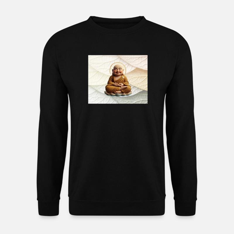 Buddha on leaf pattern - Unisex Sweatshirt - black