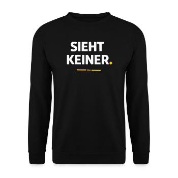 Sieht keiner. – Lustiges Handwerker Shirt - Unisex Pullover - Schwarz - Vorne - Alina (178cm) & Michal (187cm)