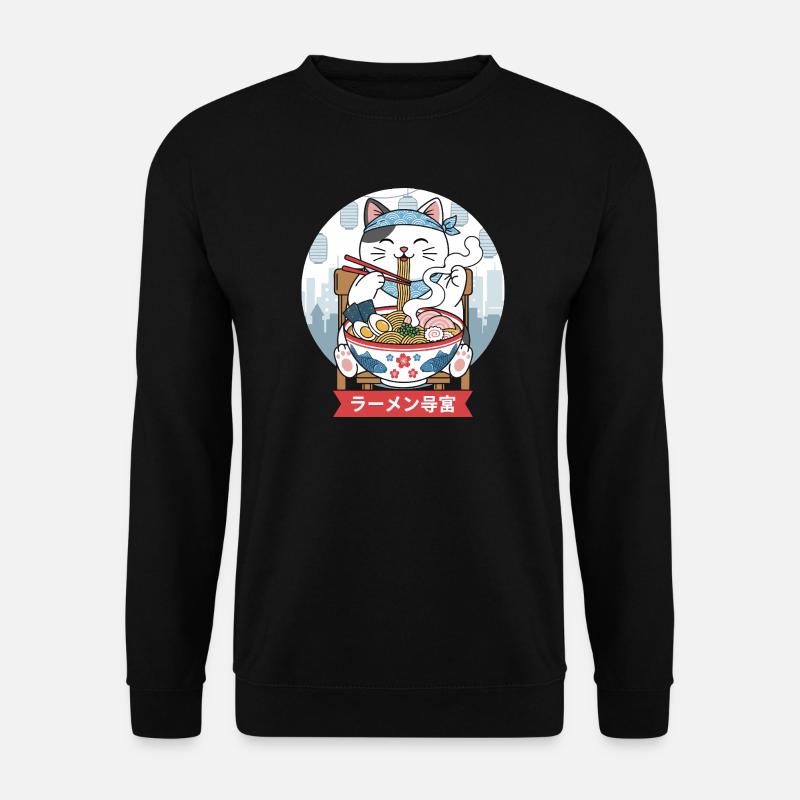 Neko-Ramen-Festmahl - Unisex Pullover - Schwarz
