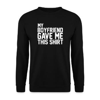 Mon copain m’a offert ce t-shirt en cadeau de couple - Sweat-shirt Unisexe - noir - Devant - Alina (178cm) & Michal (187cm)