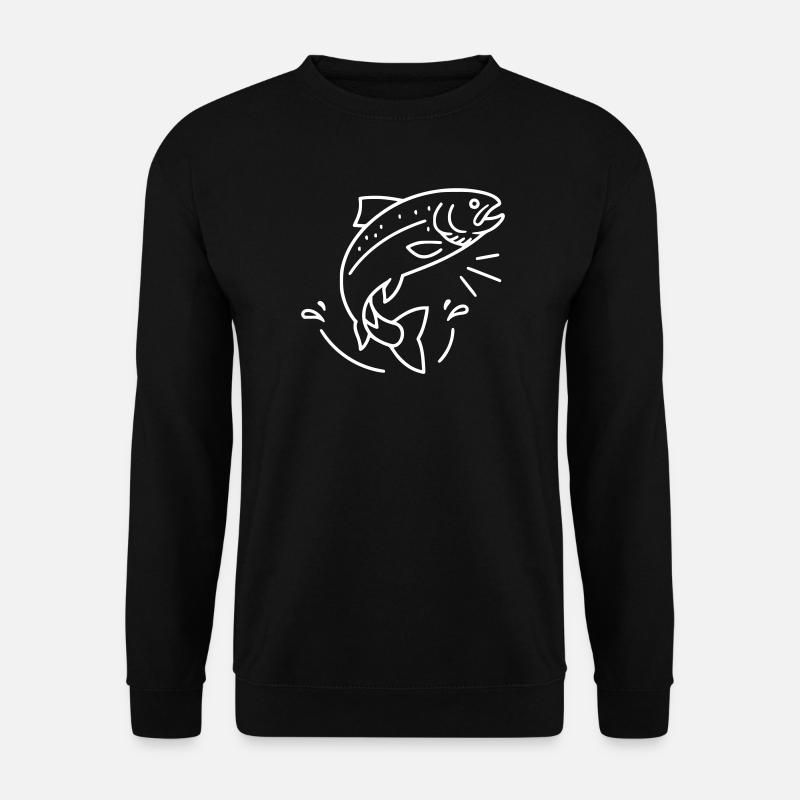Springende Forelle Fisch Angeln Action - Unisex Pullover - Schwarz