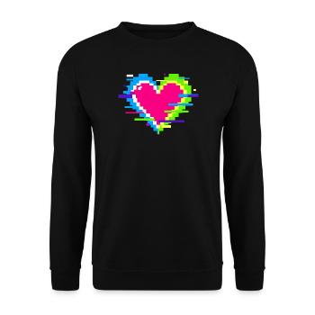Pixel Heart Neon Glitch Rainbow - Unisex Sweatshirt - black - Front - Alina (178cm) & Michal (187cm)
