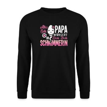Alles Gute Papa wünscht dir dein bester Schwimmer - Unisex Pullover - Schwarz - Vorne - Alina (178cm) & Michal (187cm)
