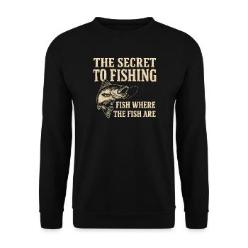 Le secret de la pêche : l’humour de la pêche à la pêche - Sweat-shirt Unisexe - noir - Devant - Alina (178cm) & Michal (187cm)