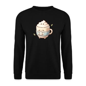 Kuschelige Wolkenkaffee Becher - Unisex Pullover - Schwarz - Vorne - Alina (178cm) & Michal (187cm)