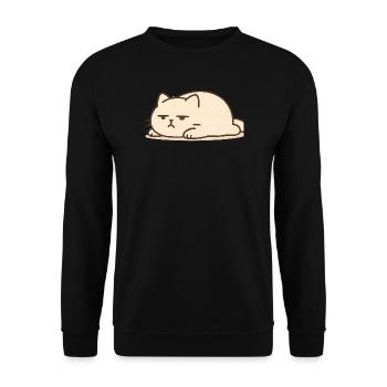 Schlafende Katze im Kawaii Stil - Unisex Pullover - Schwarz - Vorne - Alina (178cm) & Michal (187cm)