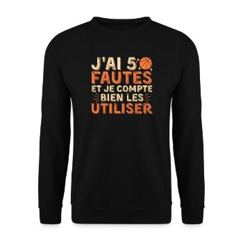 Ich habe fünf Fouls, Humor-Basketball - Unisex Pullover - Schwarz - Vorne - Alina (178cm) & Michal (187cm)