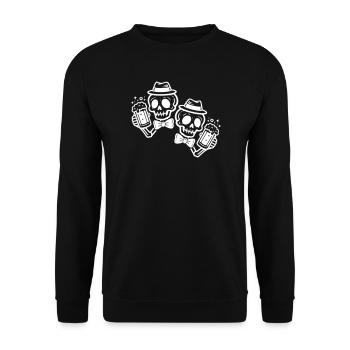 Totenköpfe mit Bierkrügen Weiß - Unisex Pullover - Schwarz - Vorne - Alina (178cm) & Michal (187cm)