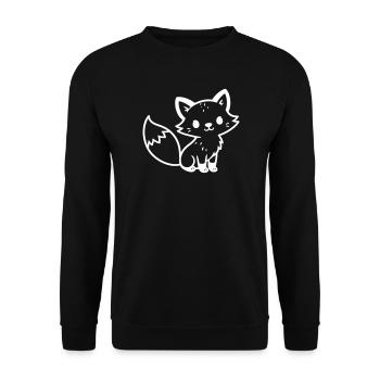 Fuchs Niedlich Comic - Unisex Pullover - Schwarz - Vorne - Alina (178cm) & Michal (187cm)