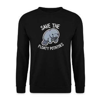 Cute Manatee Save the Floaty Potatoes  - Unisex Sweatshirt - black - Front - Alina (178cm) & Michal (187cm)