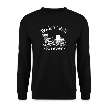 Rock 'n Roll Forever Musikliebhaber-Design - Unisex Pullover - Schwarz - Vorne - Alina (178cm) & Michal (187cm)