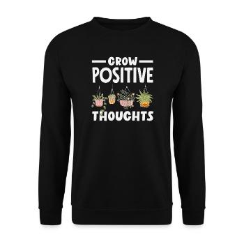 Grow Positive Thoughts Plant Lover - Unisex Sweatshirt - black - Front - Alina (178cm) & Michal (187cm)