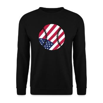 USA Patriotic Softball American Flag Sports Kunst - Unisex Pullover - Schwarz - Vorne - Alina (178cm) & Michal (187cm)