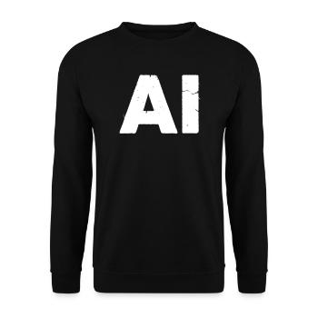 IA Intelligence Artificielle Texte Vecteur Grunge - Sweat-shirt Unisexe - noir - Devant - Alina (178cm) & Michal (187cm)