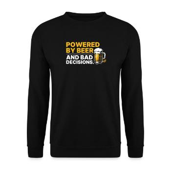 Powered By Beer And Bad Decisions Statement - Unisex Sweatshirt - black - Front - Alina (178cm) & Michal (187cm)