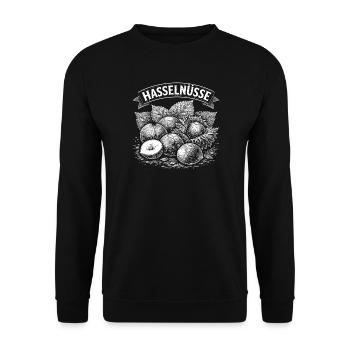 Haselnüsse Banner Illustration - Unisex Pullover - Schwarz - Vorne - Alina (178cm) & Michal (187cm)