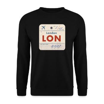 Tag de compagnie aérienne vintage LON de Londres - Sweat-shirt Unisexe - noir - Devant - Alina (178cm) & Michal (187cm)