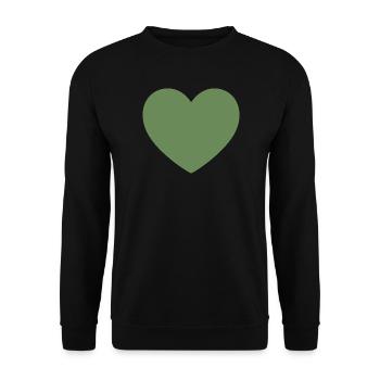 grünes Herz grün Geschenk Valentinstag - Unisex Pullover - Schwarz - Vorne - Alina (178cm) & Michal (187cm)